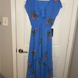 Blue Floral High-Low Maxi Dress